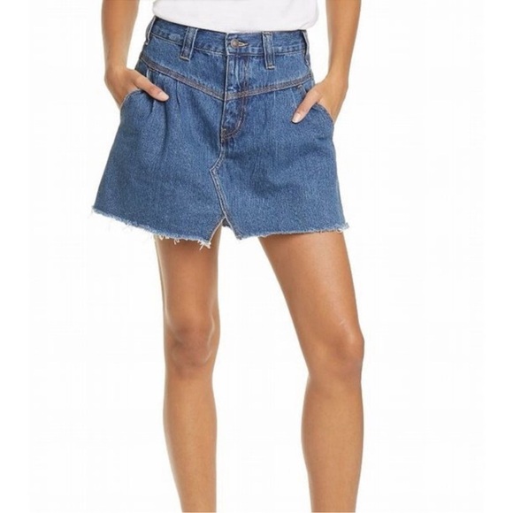 EUC - Free People We the Free - Sidecar Denim Mini Skirt - size 28 - Picture 1 of 4